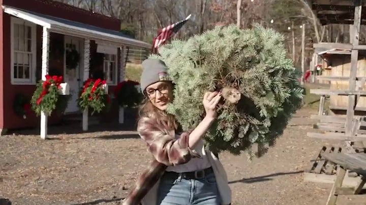 Kat tries cutting down a Christmas tree