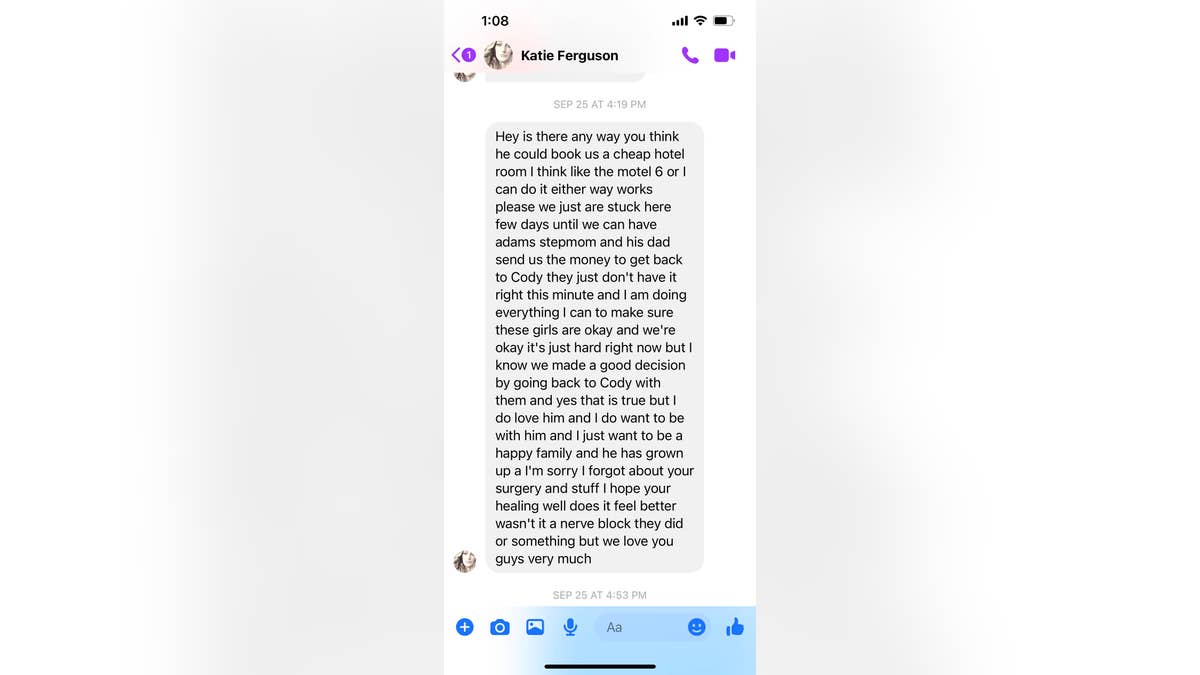 One of Katie Ferguson's message to her stepmom on Sept. 24