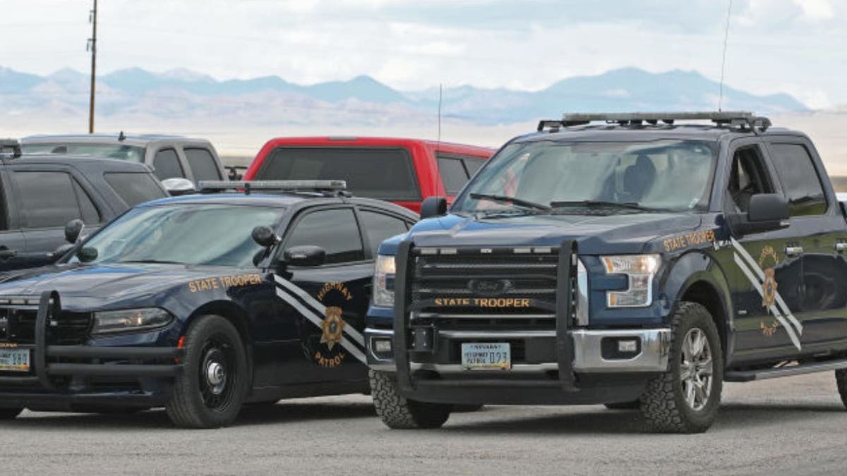 Two Nevada State Trooper vehicles parked up